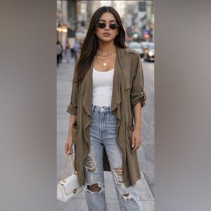 Waterfall Cardigan Olive Green Jacket Naked Zebra Draped Military Utility Top sm